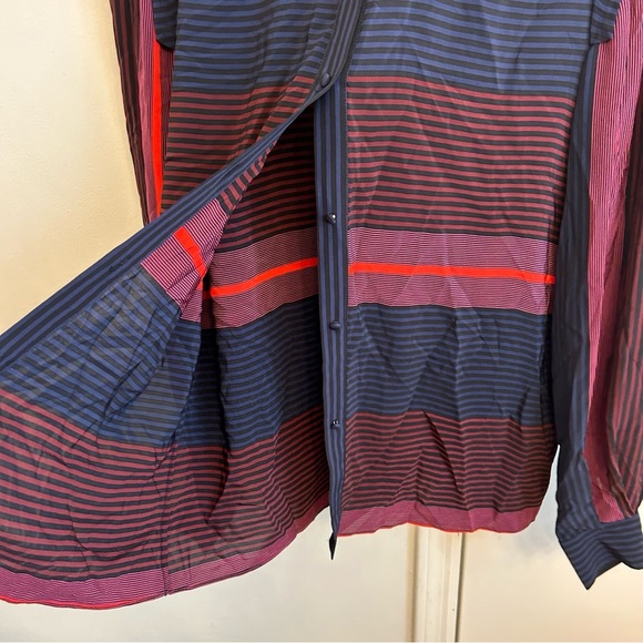 Joie Blue and Red Long Sleeve Ishana Buttoned Blouse Women’s Medium - Picture 6 of 8